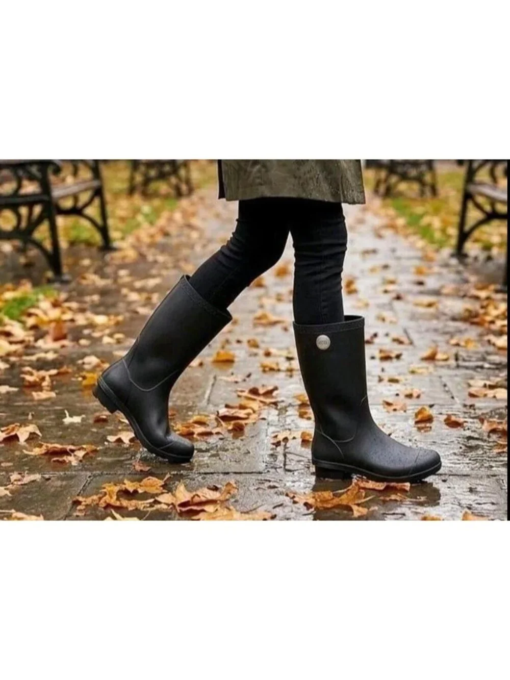 UGG SHELBY MATTE BLACK RUBBER SHEARLING TALL RAINBOOTS WOMEN'S SIZE US 8